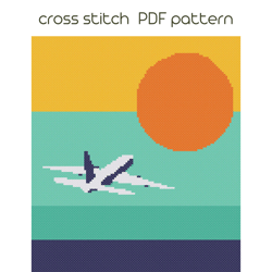 Airplane cross stitch pattern, PDF Pattern /82/