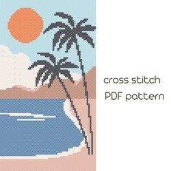 Palm cross stitch Sea cross stitch pattern Instant download /83/