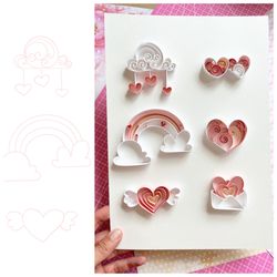Love Quilling icons - Patterns to make cards - Valentines Day cards
