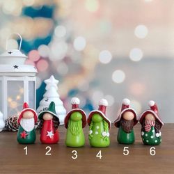 Christmas figurine gnome, Christmas decor, Plant decorations for pots, Mini gnome Grinch, Miniature gnomes Santa, Fairy
