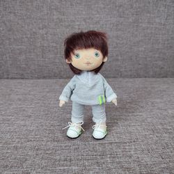 handmade doll boy. art doll. rag doll. fabric doll boy