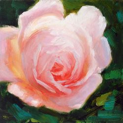 Rose Painting Floral Original Art Flower Artwork Impasto Painting 6x6 by Sonnegold