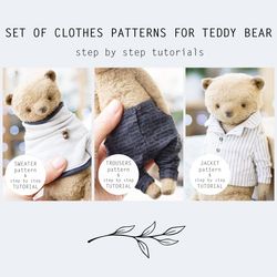 Set of teddy bear clothes sewing patterns (for bear 20 cm)