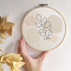Botanical cross stitch pattern Modern cross stitch PDF Abstract Hand embroidery pattern Contemporary x-stitch leaf