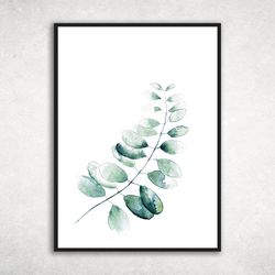 Watercolor Print , botanical wall art , Greenery branches and leaves , Botanical poster , Leaves Watercolor , Leaf art