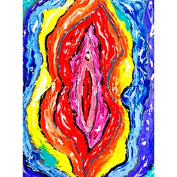 Vagina Painting Vulva Original Art Impasto Oil Art Canvas 18"by24 Lesbian Art Erotic Painting Sexual Art Sensual Art Fem