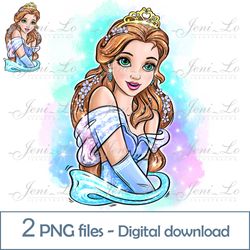 Beautiful Princess 2 PNG files Princess Clipart Sublimation Magical Girl design gift for princess Digital Download