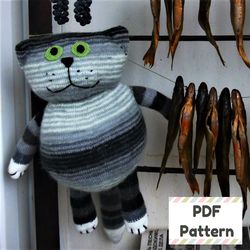 Knit cat pattern, Cat knitting pattern, Cat pillow pattern, Animal knitting pattern, Large toy knitting pattern
