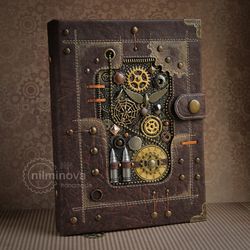 Steampunk journal A5, Steampunk gift for brother, Blank book brown diary Programmer gift for boyfriend Journal for him
