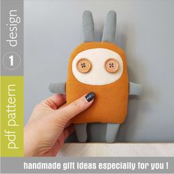 Stuffed rabbit Sunny Banny sewing pattern pdf rag doll tutorial in English, cloth doll animal PDF