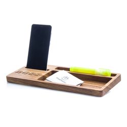 Desk organizer Wood catchall tray Key, pencil, cell phone, tablet holder Desk accessories for men iPad & iPhone stand