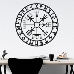 Runic Compass Vegvisir Ancient Scandinavian Symbol Wall Sticker Vinyl Decal Mural Art Decor