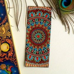 Painted leather bookmark, Personalized bookmark, Mandala bookmark, Book lover gift, Birthday gift, Custom bookmark