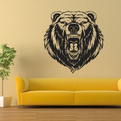 Angry Bear Head Wall Sticker Vinyl Decal Mural Art Decor