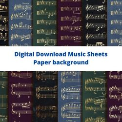 Music digital paper,Sheets digital papers,printable paper,Musical Notes for Digital Scrapbooking,music note backgrounds
