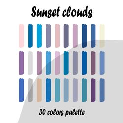 Sunset clouds procreate color palette | Procreate Swatches