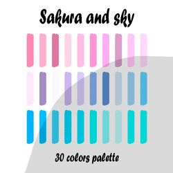 Sakura and sky procreate color palette | Procreate Swatches