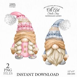 winter gnome with a jacket clin art, gloves clipart. cozy gnomes. design digital download. oliartstudioshop