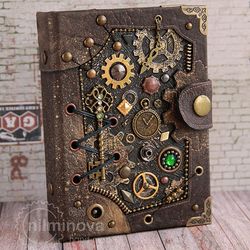 steampunk diary refillable steampunk accessories steampunk blank book "threads of time" geek gift geeky girl key journal