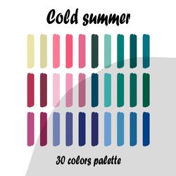 Cold summer procreate color palette | Procreate Swatches