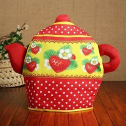 Tea cosy. Teapot cozy. Kitchen desk decor.  Strawberry  tea warmer. Tea cozy  for teapot.
