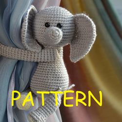 Crochet elephant pattern Elephant curtain tiebacks for safari nursery decor