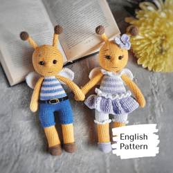 Crochet pattern bees girl and boy Diy crochet bees Cute crochet bees