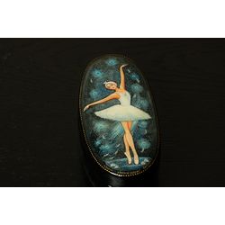 White Swan ballerina lacquer box hand-painted Swan Lake Kholui miniature art