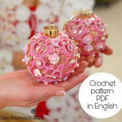 Christmas ball crochet pattern , Christmas crochet  , crochet ball pattern , crochet pattern , Irish Crochet pattern .