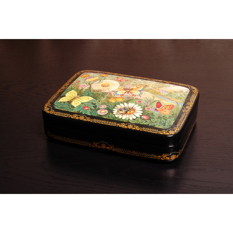 Decorative box with flowers butterflies