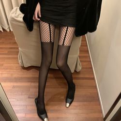 Black Tights with Imitation Stockings Mesh Sexy Tights for Parties