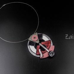 Kandinsky Asymmetrical statement necklace polymer bib necklace