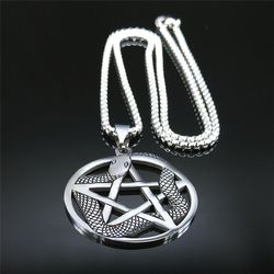 Necklace "Pentagram" made of stainless steel, jewelry for women.