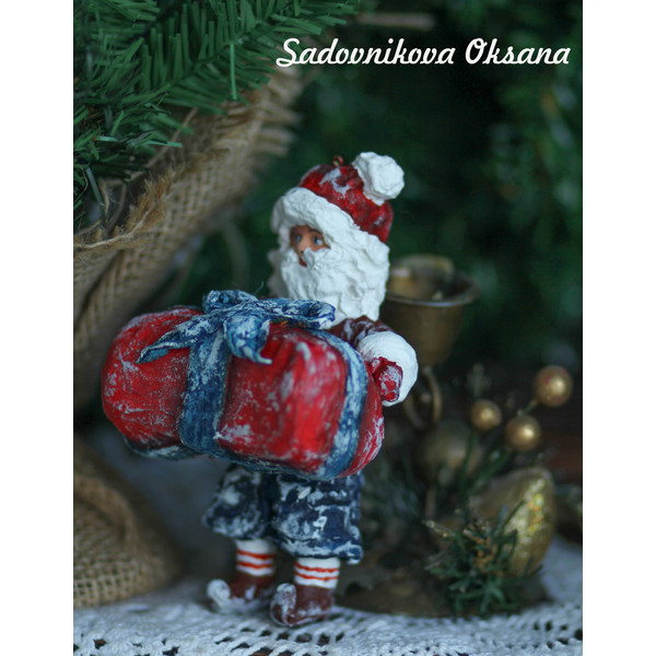 4 Christmas Textile Handmade Interior gift Vintage retro dolls teddy bear OOAK.jpg