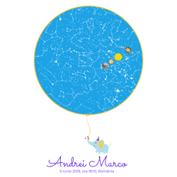 Personalized Sky Map Gift Baby Boy, Custom Star Map Print, A3 size Poster