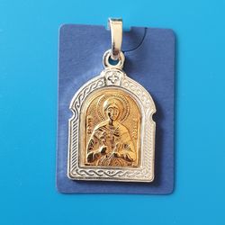 Victor of Damascus the Holy Martyr Christian pendant plated with silver and gold free shippping