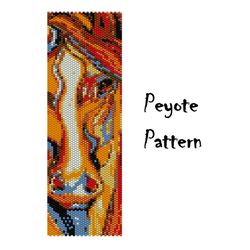 Horse peyote pattern, beading bracelet patterns, orange seed bead pattern Bead Graph Digital PDF