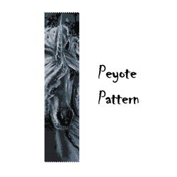 Unicorn peyote pattern, Black White Beading Bracelet Pattern, Seed Bead Monochrome, Beaded Pattern Graph Digital PDF