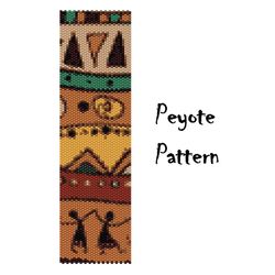 Ethnic Peyote Beading Pattern Bracelet, African Ornament Seed Bead Bracelet Pattern, Beaded Pattern Graph Digital PDF