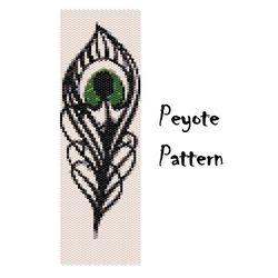 Peacock Feather Peyote Beading Pattern Bracelet, Seed Bead Bracelet Pattern, Beaded Pattern Graph Digital PDF