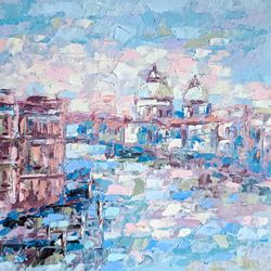 venice painting cityscape original oil painting impasto painting