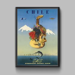 chile vintage travel poster