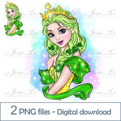 Princess Lucky 2 PNG files Princess Clipart Sublimation Magical Girl design gift for princess Digital Download