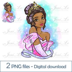 Black Princess 2 PNG files Princess Clipart Sublimation Magical Girl design gift for princess Digital Download