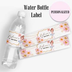 Ballet ballerina water bottle label.Digital personalized file