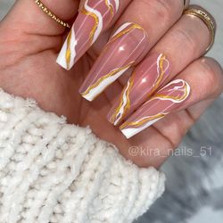 Fake Glue on nails Wave sets by Kira B | Press on nails | Custom nails