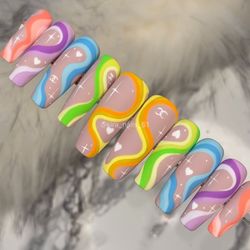 Fake nails Wave Brand Colors sets by Kira B | Custom nails | Press on nails | Glue on nails