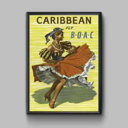 Carribbean vintage travel poster, digital download