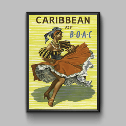 carribbean vintage travel poster, digital download