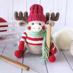 Woodland Stuffed Reindeer Doll, Winter celebrations gift idea, Christmas Animal Toy, Winter celebrations gift idea